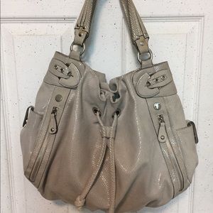 Hype Grey Leather Snakeskin Hobo Bag